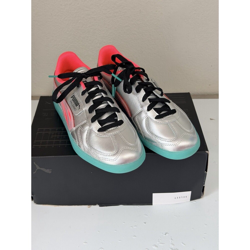Puma Palermo New Gen Footy Metallic Silver Pink Shoes Size 5 EUR 37 EUC